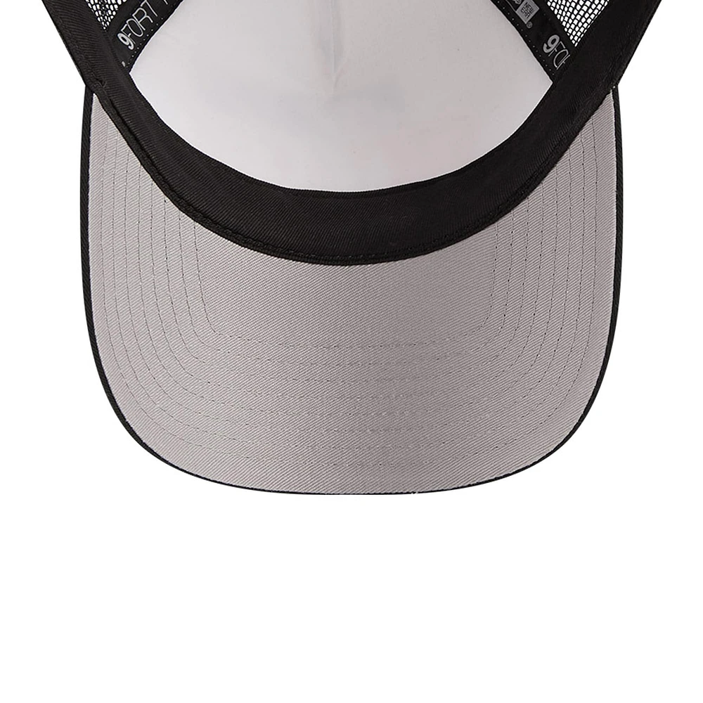 Men's New Era /Black Pittsburgh Steelers Stacked A-Frame Trucker 9FORTY Adjustable Hat