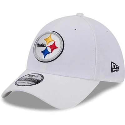 Casquette flexible principale 39THIRTY des Pittsburgh Steelers New Era pour hommes, blanche