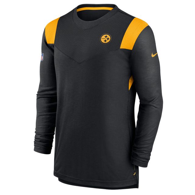 T-shirt à manches longues pour homme Nike Pittsburgh Steelers Sideline Performance noir/doré