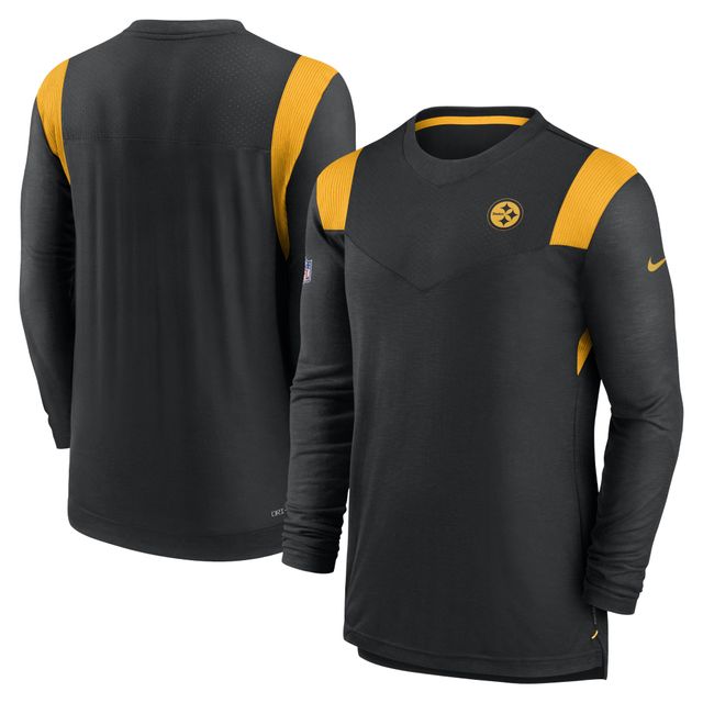 T-shirt à manches longues pour homme Nike Pittsburgh Steelers Sideline Performance noir/doré