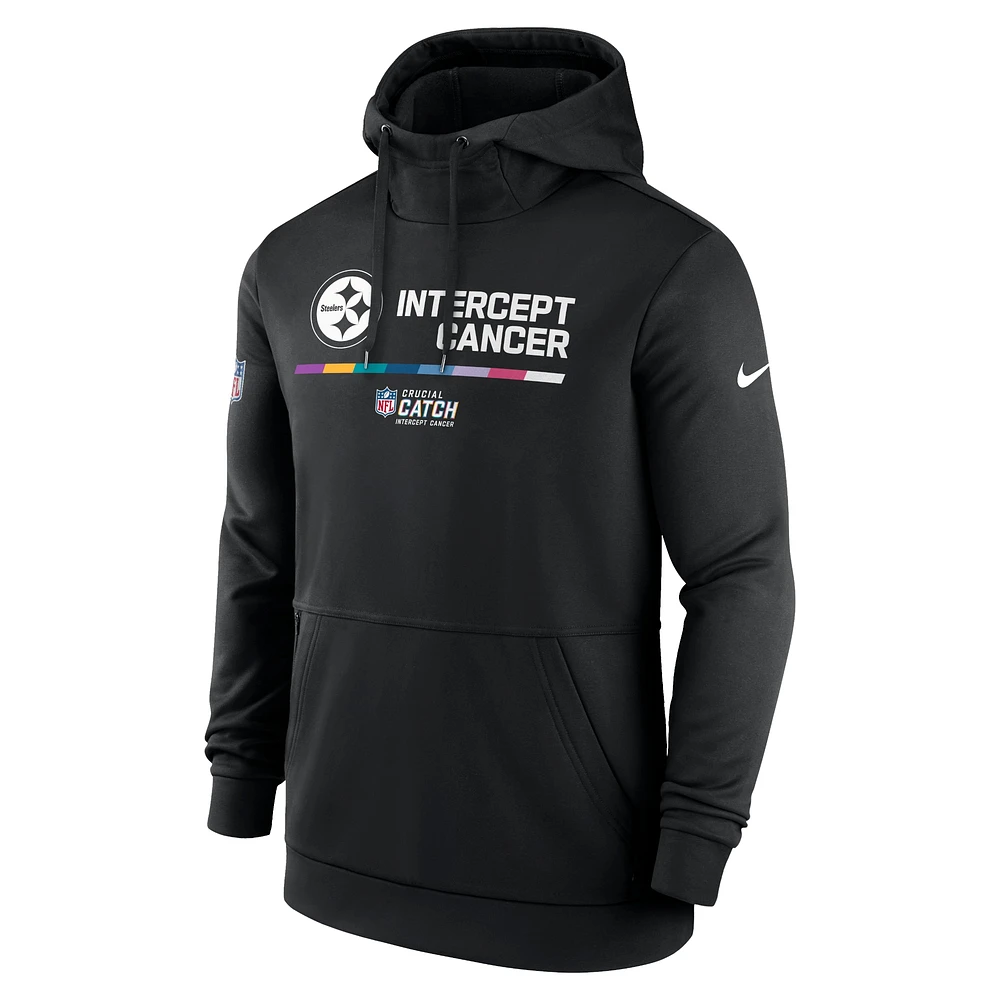 Men's Nike Black Pittsburgh Steelers 2022 NFL Crucial Catch - Therma Performance Pullover Hoodie