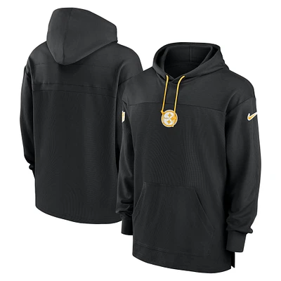 Sweat à capuche Nike pour hommes, noir, Pittsburgh Steelers, Sideline, Performance, en jersey