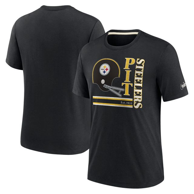 T-shirt à trois mélanges avec logo Wordmark des Pittsburgh Steelers de Nike pour homme, noir