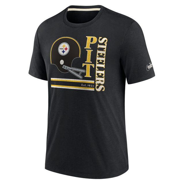 T-shirt à trois mélanges avec logo Wordmark des Pittsburgh Steelers de Nike pour homme, noir