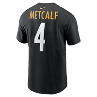 Men's  Nike DK Metcalf Black Pittsburgh Steelers Name & Number T-Shirt
