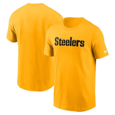 T-shirt essentiel Nike Gold Pittsburgh Steelers Primetime Wordmark pour hommes