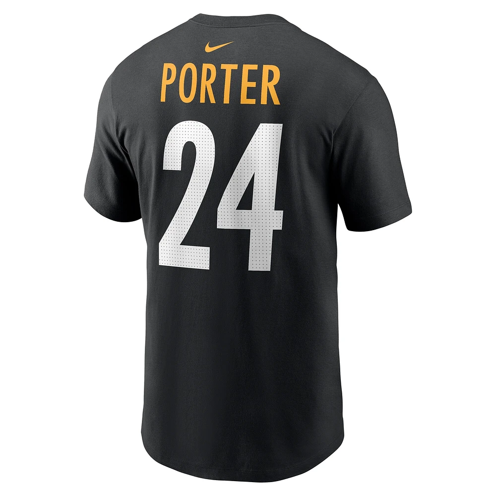 Men's Nike Joey Porter Jr. Black Pittsburgh Steelers  Player Name & Number T-Shirt