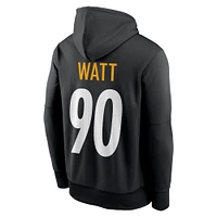 Men's Nike T.J. Watt Black Pittsburgh Steelers Player Name & Number Performance Pullover Hoodie