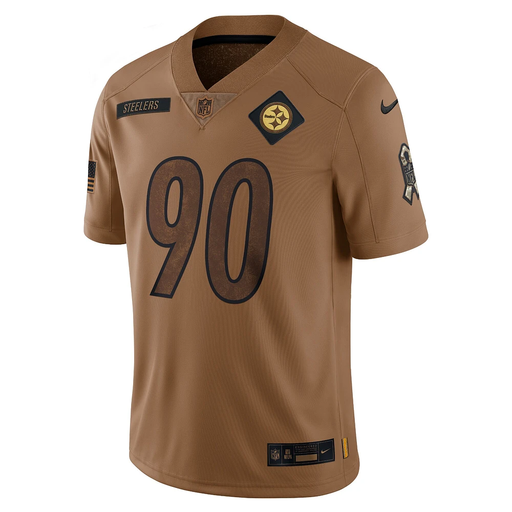 Men's Nike T.J. Watt Brown Pittsburgh Steelers 2023 Salute To Service Limited Jersey