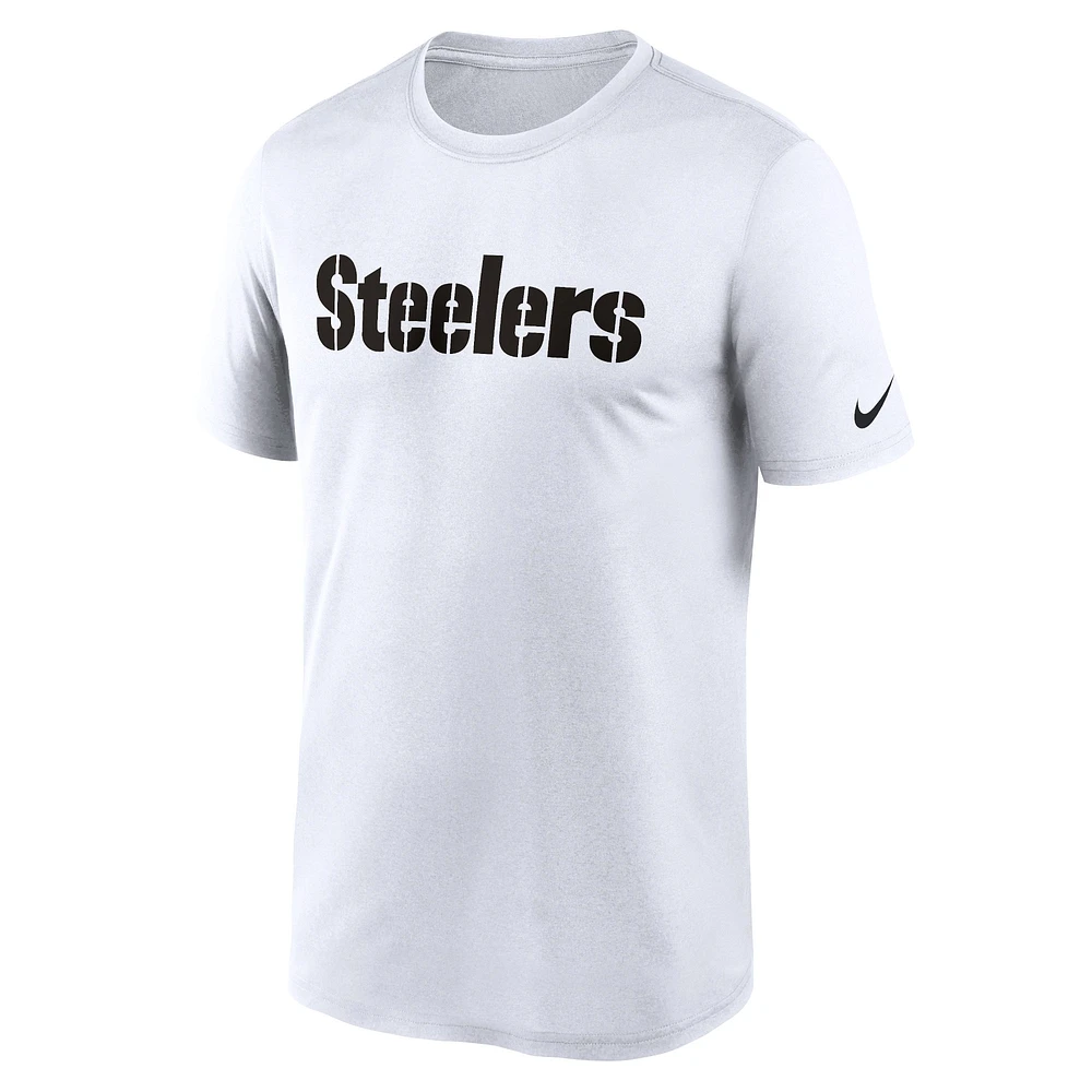 T-shirt Nike blanc Pittsburgh Steelers Legend Wordmark Performance pour homme