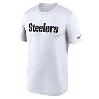 T-shirt Nike blanc Pittsburgh Steelers Legend Wordmark Performance pour homme