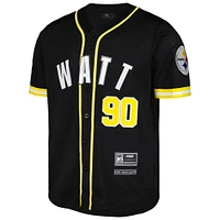 Men's Pro Standard T.J. Watt Black Pittsburgh Steelers Mesh Button-Up Baseball Jersey