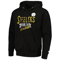 Men's Starter Black Pittsburgh Steelers Domestic Post Season Full-Zip Hoodie
