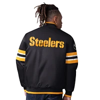 Men's Starter Black Pittsburgh Steelers Scout I Full-Snap Varsity Jacket