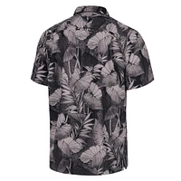 Chemise boutonnée noire pour homme Tommy Bahama Camp des Pittsburgh Steelers Coast Nuevo Fronds