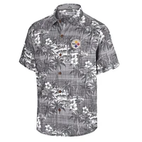 Chemise boutonnée noire pour homme Tommy Bahama Pittsburgh Steelers Coconut Point Isla Palmetta Camp