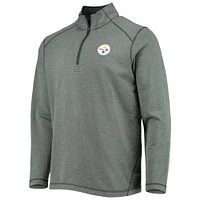 Blouson noir Tommy Bahama pour hommes des Pittsburgh Steelers Sport Off Side Half-Zip Tri-Blend