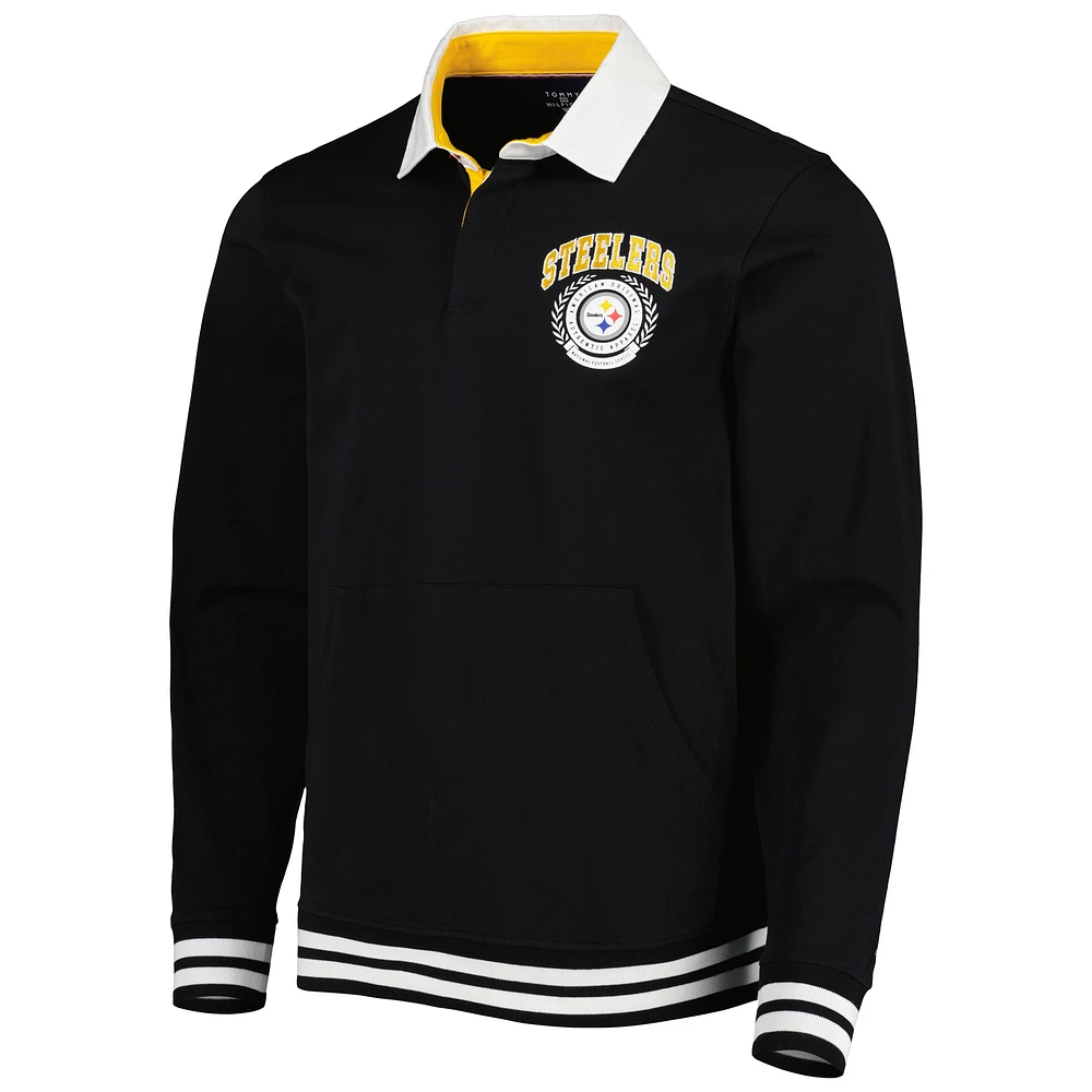 Polo à manches longues Tommy Hilfiger Pittsburgh Steelers Cody noir pour homme