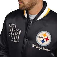 Veste en satin à boutons-pression Dante des Steelers de Pittsburgh noire Tommy Hilfiger pour homme