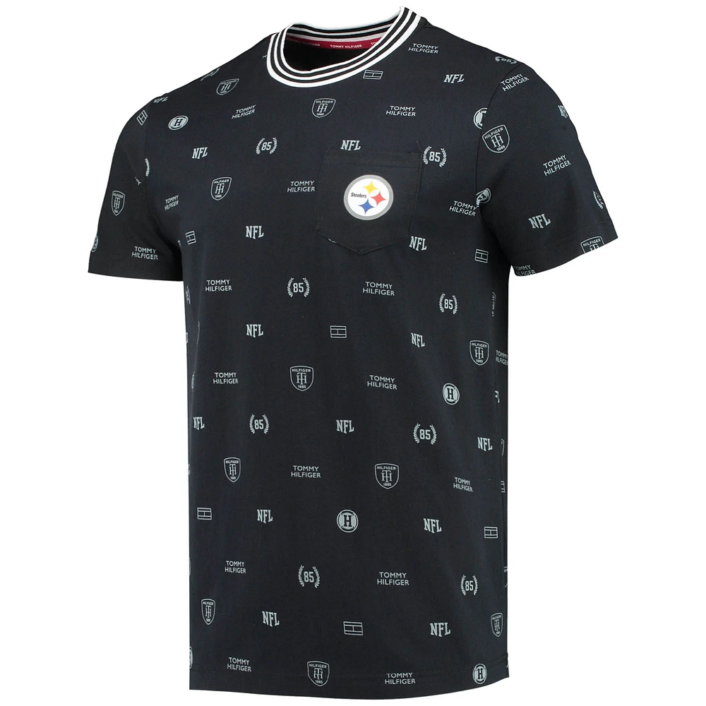 Men's Tommy Hilfiger Black Pittsburgh Steelers Essential Pocket T-Shirt