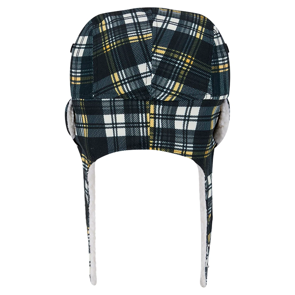 New Era Black Pittsburgh Steelers Sideline Plaid Sherpa Trapper Hat