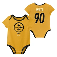 Ensemble de 3 bodies Nike pour nouveau-né et bébé avec nom numéro T.J. Watt des Pittsburgh Steelers