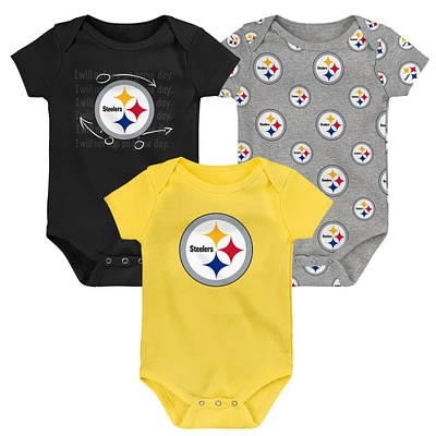 Ensemble de 3 bodies pour nouveau-né et bébé Pittsburgh Steelers Team Starter