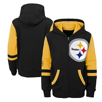 Preschool Black Pittsburgh Steelers Stadium Colorblock Full-Zip Hoodie