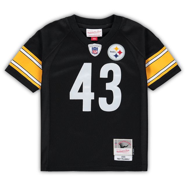 Maillot préscolaire Mitchell & Ness Troy Polamalu Black Pittsburgh Steelers retraité Legacy