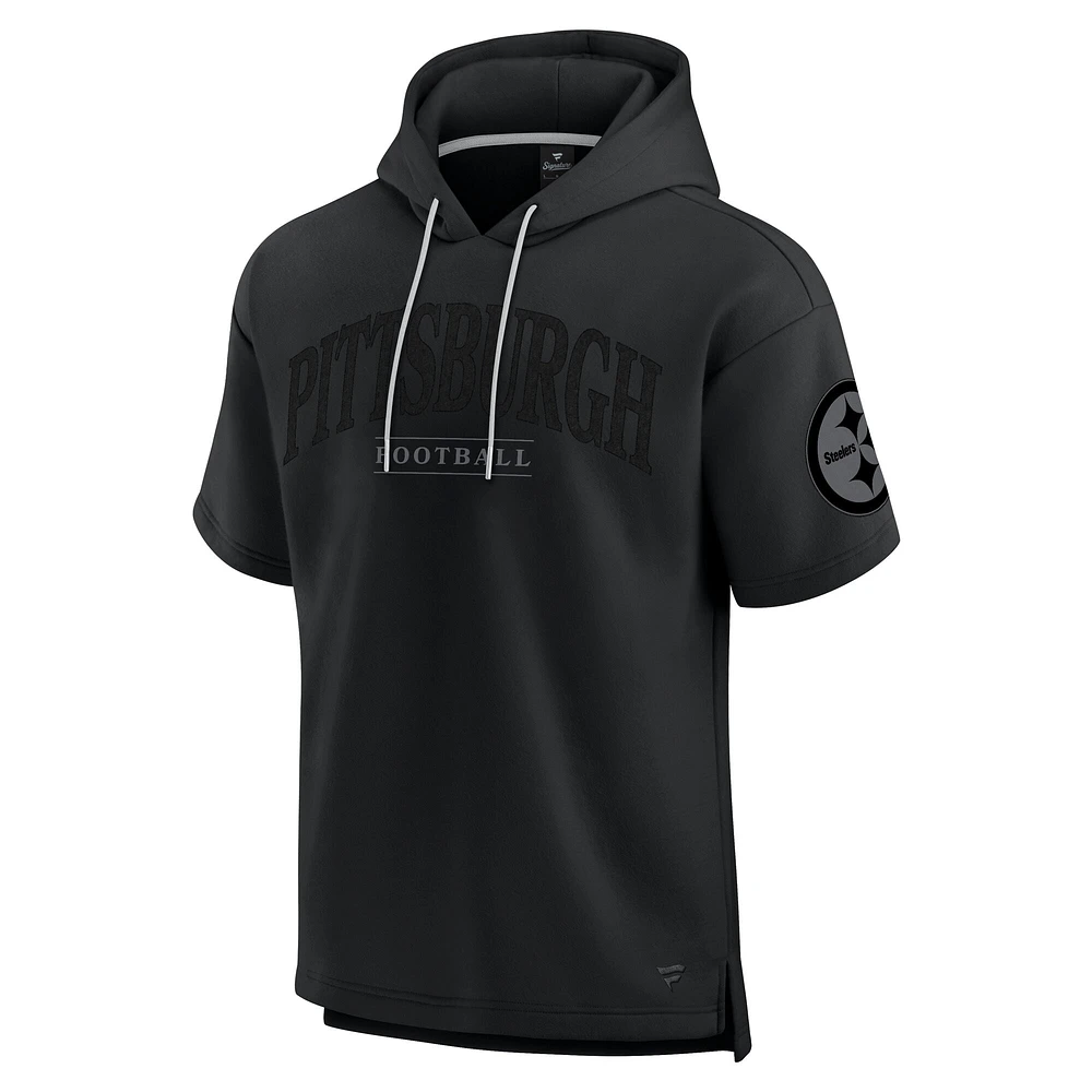 Unisex Fanatics  Black Pittsburgh Steelers Elements Ready Short Sleeve Pullover Hoodie