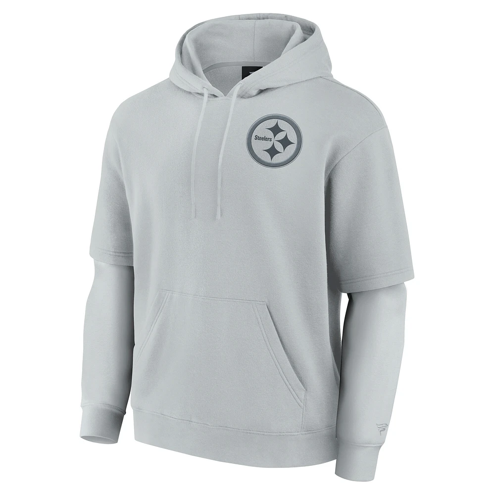Unisex Fanatics  Gray Pittsburgh Steelers Sleek Elements Pullover Hoodie