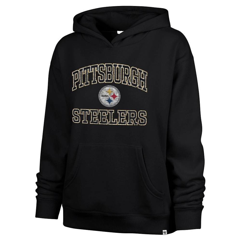 Women's '47  Black Pittsburgh Steelers Clarity Naomi Pullover Hoodie