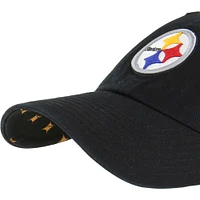Women's '47 Black Pittsburgh Steelers Confetti Icon Clean Up Adjustable Hat