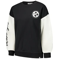 Women's '47  Black Pittsburgh Steelers Double Header Rise Andie Pullover Sweatshirt