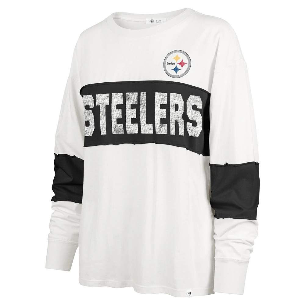 Women's '47 Cream Pittsburgh Steelers Clubhouse Pride Taylor Long Sleeve T-Shirt