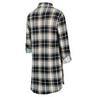 Women's Concepts Sport Black Pittsburgh Steelers Ashford Plaid Knit Nightshirt