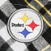 Women's Concepts Sport Black Pittsburgh Steelers Mainstay Plaid Full-Button Long Sleeve Nightshirt