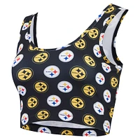 Women's Concepts Sport Black Pittsburgh Steelers Record Allover Print Bralette