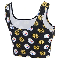 Women's Concepts Sport Black Pittsburgh Steelers Record Allover Print Bralette