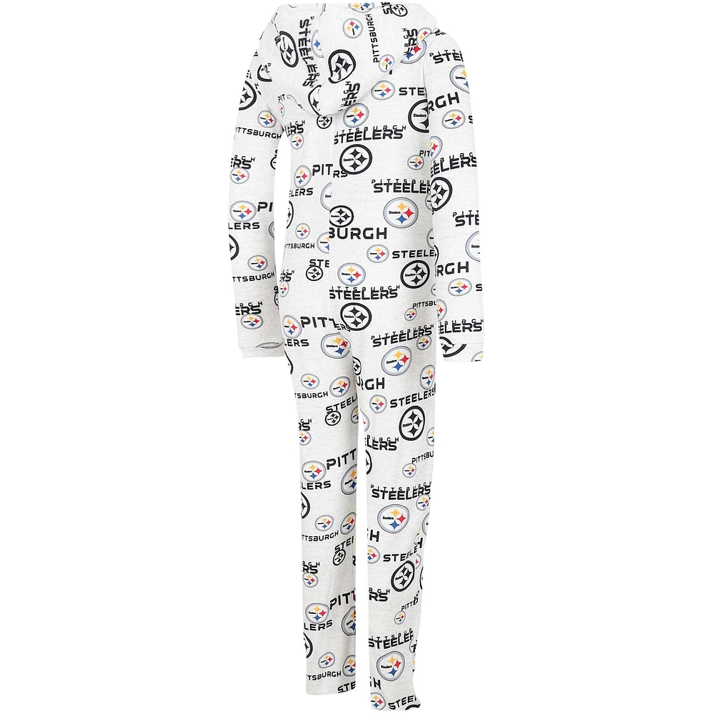 Women's Concepts Sport  Cream Pittsburgh Steelers Docket Hoodie Full-Zip Union Suit