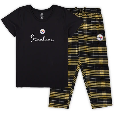 Women's Concepts Sport Pittsburgh Steelers Plus Script T-Shirt & Pants Sleep Set