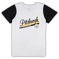Women's Concepts Sport White/Black Pittsburgh Steelers Plus Downfield T-Shirt & Shorts Sleep Set