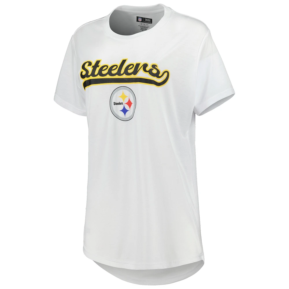 Women's Concepts Sport White/Charcoal Pittsburgh Steelers Sonata T-Shirt & Leggings Sleep Set