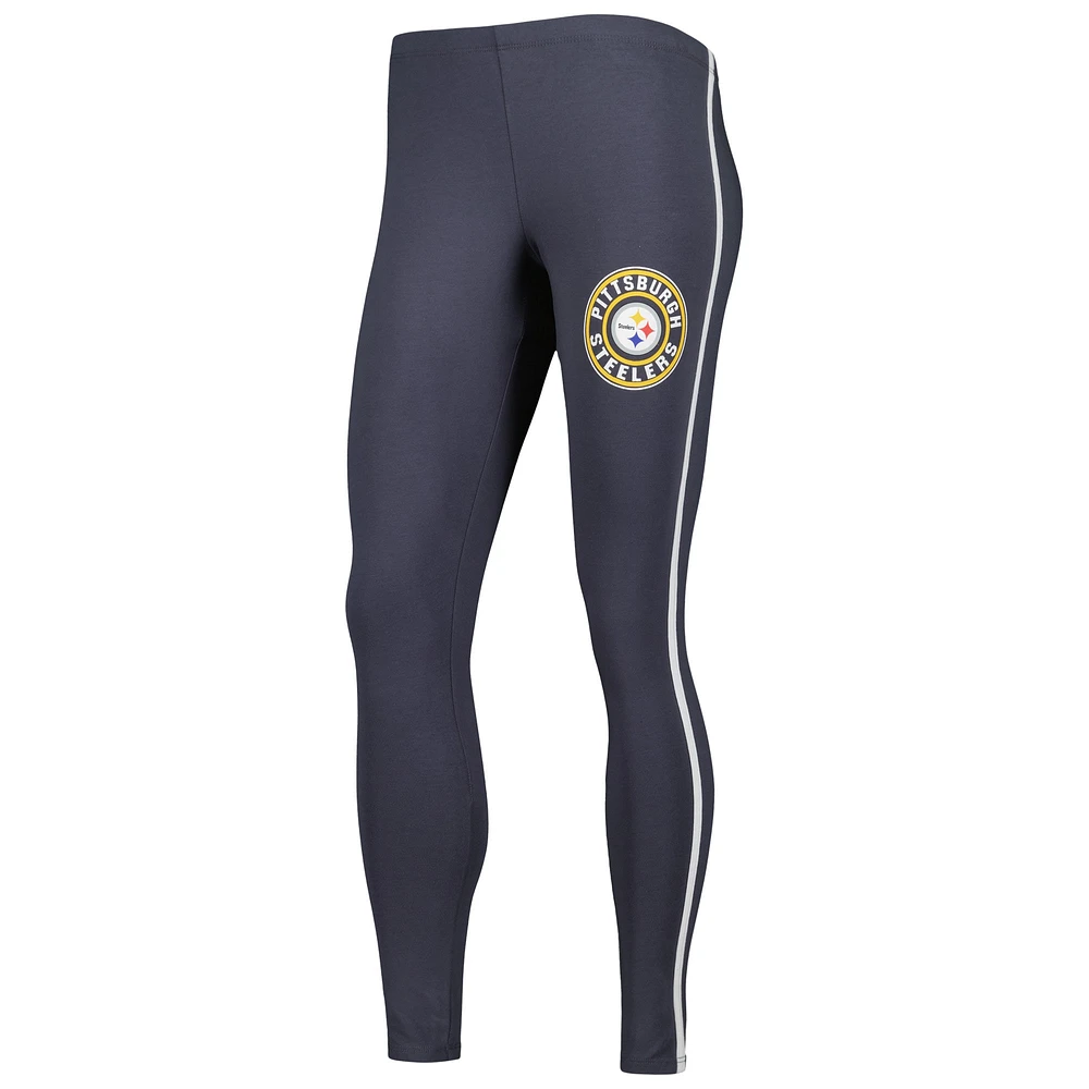 Women's Concepts Sport White/Charcoal Pittsburgh Steelers Sonata T-Shirt & Leggings Sleep Set