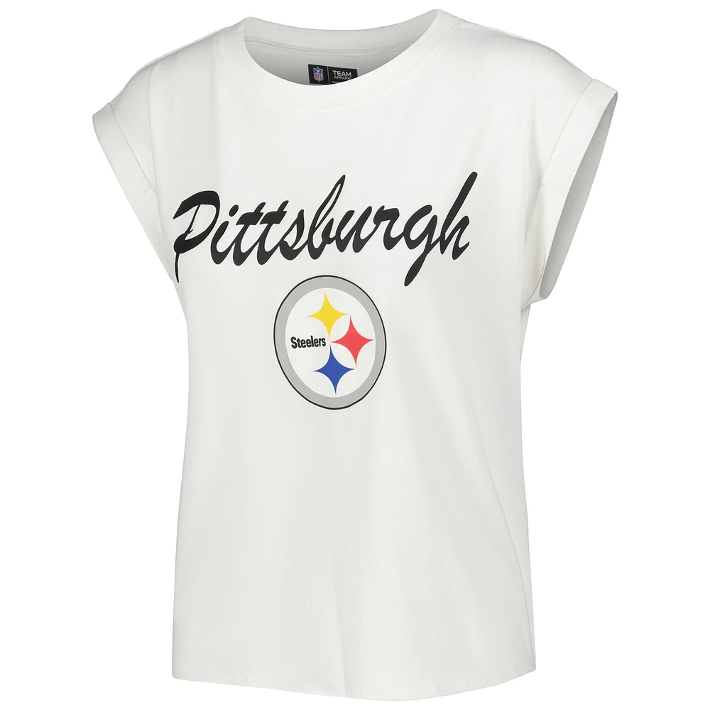 Women's Concepts Sport White/Cream Pittsburgh Steelers Montana Knit T-Shirt & Shorts Sleep Set