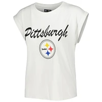 Women's Concepts Sport White/Cream Pittsburgh Steelers Montana Knit T-Shirt & Shorts Sleep Set