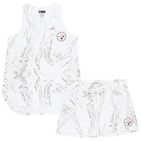 Women's Concepts Sport White Pittsburgh Steelers Plus Quartz Tank Top & Shorts Set
