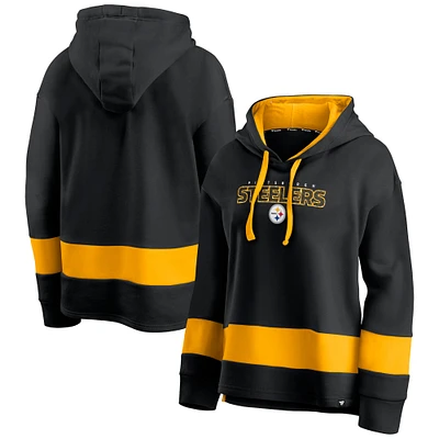 Women's Fanatics Black/Gold Pittsburgh Steelers Colors of Pride Colorblock Pullover Hoodie