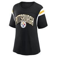 Women's Fanatics Black Pittsburgh Steelers Earned Stripes T-Shirt