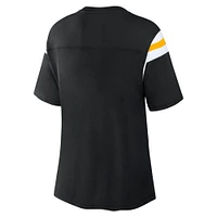 Women's Fanatics Black Pittsburgh Steelers Earned Stripes T-Shirt